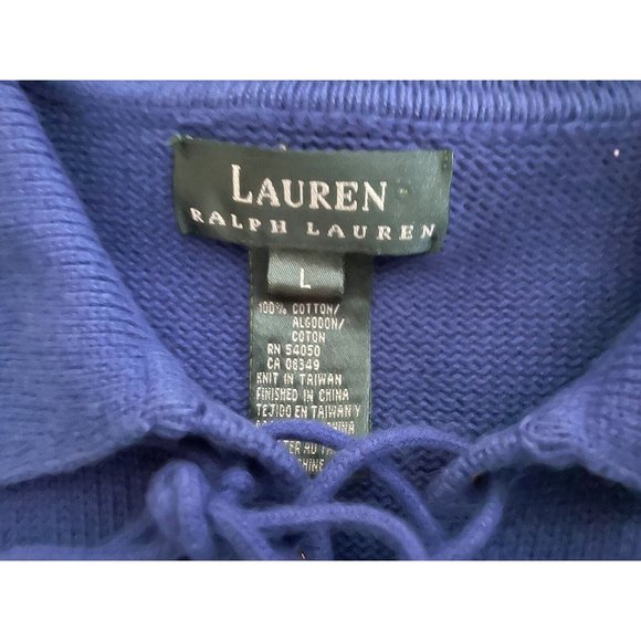 Lauren Ralph Lauren Women's Royal Blue Embroidered Collared Sweater Large - Picture 5 of 5
